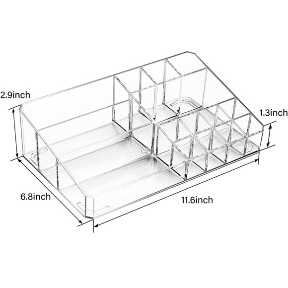 15 compartments Small Makeup Vanity Organizer, Clear Acrylic Cosmetic Display Ca - Picture 8 of 13